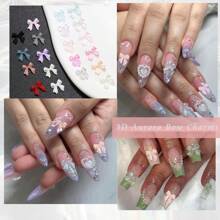 200PCS Bow Nail Charms 3D Resin Flatback Bowknot Charms For Acrylic Nails Design Cute Kawaii Ornament Nail Decoration Accessories For Women's Manicure DIY Nail Supplies Nail Gems
