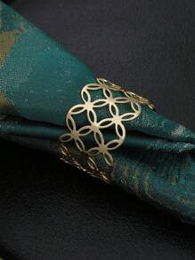 6 Stücke Einfache Und Schöne Metall Cut Out Kleine Kupfermünzen Serviettenringe, Geeignet Für Festivalfeier, Familienessen, Gästeempfangstischdekoration - Gold - Übersicht 3