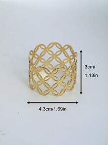 6 Stücke Einfache Und Schöne Metall Cut Out Kleine Kupfermünzen Serviettenringe, Geeignet Für Festivalfeier, Familienessen, Gästeempfangstischdekoration - Gold - Übersicht 2