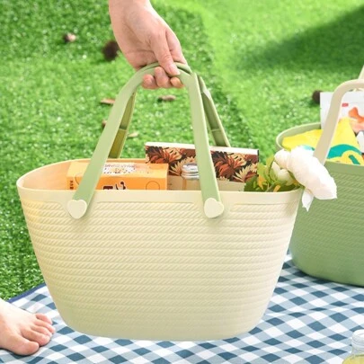Portable Plastic Bath Basket Large Size, Can Be Used As Supermarket Shopping Basket, Outdoor Picnic Basket
