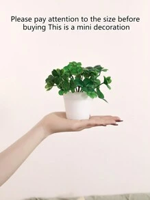 1 Pieza Decoración De Estanterías En Ventanas De Centro Comerciales, Balcón Y Jardín Del Hogar, Con Maceta Pequeña De Trébol Simulado De 12 Cm (h) - Verde - Ver 3