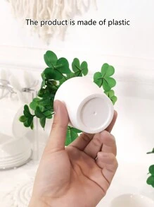 1 Pieza Decoración De Estanterías En Ventanas De Centro Comerciales, Balcón Y Jardín Del Hogar, Con Maceta Pequeña De Trébol Simulado De 12 Cm (h) - Verde - Ver 6