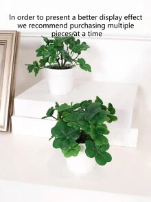 1 Pieza Decoración De Estanterías En Ventanas De Centro Comerciales, Balcón Y Jardín Del Hogar, Con Maceta Pequeña De Trébol Simulado De 12 Cm (h) - Verde - Ver 7