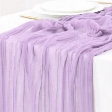 Balinese Gauze Crinkle Table Runner, European Style Linen Tablecloth Bohemian Style Table Runner For Wedding, Birthday, Party Decoration 180cm/70.87 Inch 300cm/118.11 Inch (1pc)