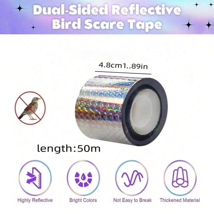 2pcs Reflective DoubleSided Bird Repellent Ribbon Deter Birds, Geese