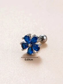 Toppiercing 1 Miếng Đúng mốt Vi mô Dát Dạng hình tròn Hoa tai Với Hoa Hình dạng & Hình thuẫn Hình dạng Thép không gỉ Quán bar , Đồng Dát Đối với Xuyên - Bạc - Xem 3