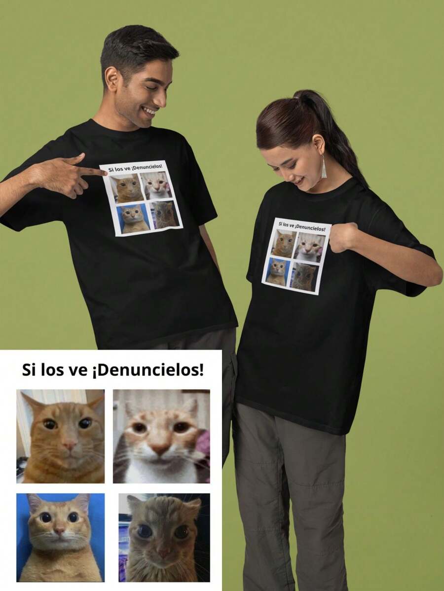 Playera unisex casual diseño si los ve ¡denuncielos! meme 1 pieza - Negro - Ver 1