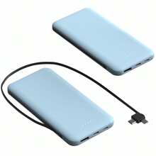 1Pc 10000mAh Power Bank Portable Phone Charger External Battery Pack With LT & Type-C Double-Ended Cable Type-C USB Cable Fit For IOS Phone 14 Android And More For Summer Camping Beach Travel Pink Mother's Day