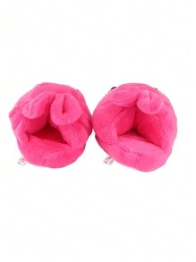 1 Pair Of Doll Shoes For 18-Inch American Dolls, Cute Plush Animal Slippers, Mini Shoes, Warm Rabbit Ear Doll Shoes, Birthday/Festival Gift For Little Girls And Boys