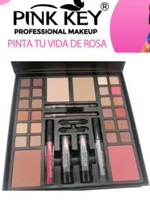 PINK KEY Makeup Kit For Women, Complete Kit, Face Makeup Product And Tool Set, 1 Kit Eyeshadow Palette, Lip Gloss, Blush And Cosmetic Brush, Cosmetic Kit. - CHỈ MỘT - Xem 5