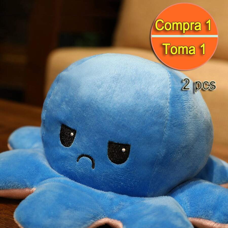 2 pieza doble faz reversible de pulpo Peluche Reversible De Pulpo muñecas regalos - Celeste - Ver 1