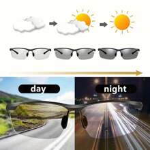 Men's Color-Changing Fashion Glasses For Both Day And Night Driving Riding Outdoor Sports Glasses Beach Accessories Glasses Shades Looks Street Style And Suit For Sweater Jacket Sweatshirt Hoodie Leather Pants And Cargo Pants For Summer Beach Vacation,Outdoor,Travel