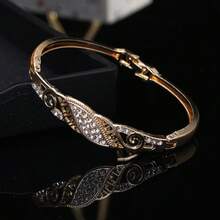 1pc Morocco Style Luxury Bride Bracelet, Adorned By Shiny Rhinestone, Wedding Jewelry, Gift For Women Royal - Gold - View 14