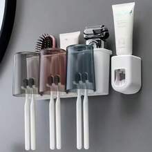 1pc Wall Toothbrush Holder, Wall-Mounted Storage Box, Punch-Free Toothbrush Organizer Shelf, Bathroom Accessories, Home Decor, Furniture For Home - Multicolor - View 6