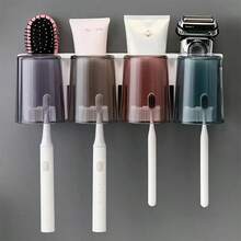 1pc Wall Toothbrush Holder, Wall-Mounted Storage Box, Punch-Free Toothbrush Organizer Shelf, Bathroom Accessories, Home Decor, Furniture For Home - Multicolor - View 5