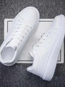 Unisex Dress Casual Tennis Shoes With Thick Sole, Very Comfortable, Lightweight Casual Shoes - 白色 - 查看 6