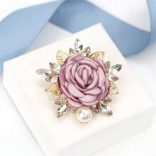 1pc New Korean Style Fabric Flower Brooch, Fashionable All-Match Pin For Coats, Party Favor, Birthday & Holiday Little Gift, Multiple Styles Available