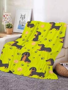 1個珊瑚絨腸狗數位印花毛毯,送禮毯,空調毯,母親節客廳毯 - 彩色 - 查看 2