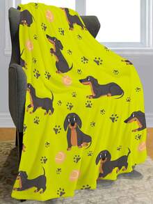 1個珊瑚絨腸狗數位印花毛毯,送禮毯,空調毯,母親節客廳毯 - 彩色 - 查看 4