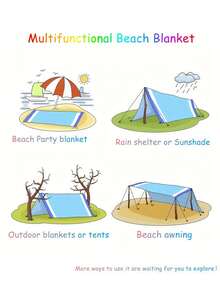 1pc 5-Color Multi-Functional Portable Picnic Mat, Suitable For Beach, Outdoor Travel, Picnic, Hiking, Camping - Multicolor - View 5
