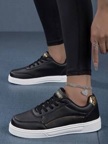 Mới Mùa Xuân Da Giải trí Nhẹ Đen Giày thể thao Đối với Sinh viên  chạy - màu đen - Xem 3