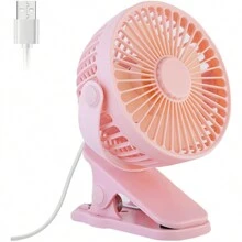 Ventilador portátil con clip, ventilador de escritorio de 6 pulgadas, pequeño y silencioso, ventilador de cochecito con abrazadera resistente de 3 velocidades - Rosa - Ver 1