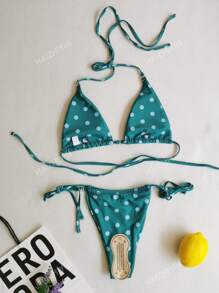 Nuevo conjunto de bikini de lunares con tirantes ajustables para dama, traje de baño sexy para playa, conjunto de bikini de tiras de dos piezas, conjunto de bikini, traje de baño, atuendo de playa, vacaciones de verano, playa de verano