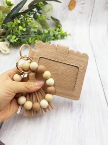 1 件女式多色串珠 PU 流苏钥匙钱包、零钱包、卡包、腕包、钥匙扣，可作为礼物送给妈妈和朋友，波西米亚风圣诞节汽车配件包饰学校可爱哥特 Y2k 包挂绳带身份证夹汽车配件包饰 - 卡包 - 查看 15