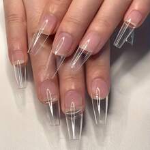 Short Square Almond Coffin Nail Tips - 100Pcs/Box Clear Soft Nail Tips Full Cover Gel Nails False Nails Pre-Shaped Acrylic Press On Nails For Extensions Easy For Home DIY Nail Salon