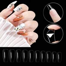 Short Square Almond Coffin Nail Tips - 100Pcs/Box Clear Soft Nail Tips Full Cover Gel Nails False Nails Pre-Shaped Acrylic Press On Nails For Extensions Easy For Home DIY Nail Salon
