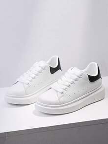 Unisex Dress Casual Tennis Shoes With Thick Sole, Very Comfortable, Lightweight Casual Shoes - 黑與白 - 查看 10