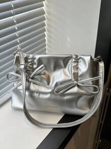 Nơ Ballet Phong cách Nách Cái túi Đối với phụ nữ , Dung lượng lớn Túi tote Đối với Commute , Vai & Túi đeo chéo , 2024 Hàng mới đến - Bạc - Xem 14