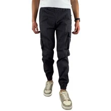 BLACK CARGO JOGGER PANTS FOR MEN - Black - View 3