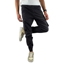 BLACK CARGO JOGGER PANTS FOR MEN - Black - View 1