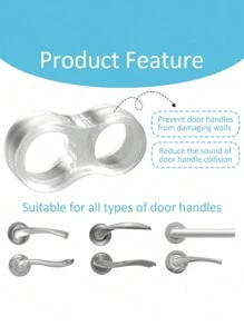6pcs Door Knob Anti-Collision Pads, Noiseless Wall Protectors, Door Handle Bumper Buffer Guard - Clear - View 4