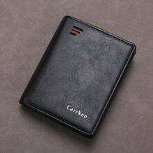 CarrKen 1 pieza Cartera corta de negocios para hombres, juvenil, de moda, multifuncional, con cierre de cremallera y botón a presión, cartera con bolsillo para tarjetas y monedas, regalo, estilo de negocios casual, estilo antiguo, cartera para hombres - Negro - Ver 7