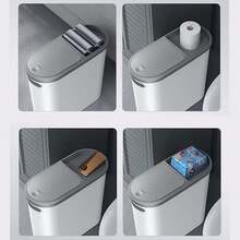 1pc Home Kitchen Bathroom Garbage Bin, Press & Pop-Up Lid, Sealed And Deodorized - White - View 3