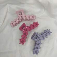 1入女士亞克力氮色星星髮夾，適合沖浴時將髮束後方，極受 Ins 喜愛，可愛 - 彩色 - 查看 4