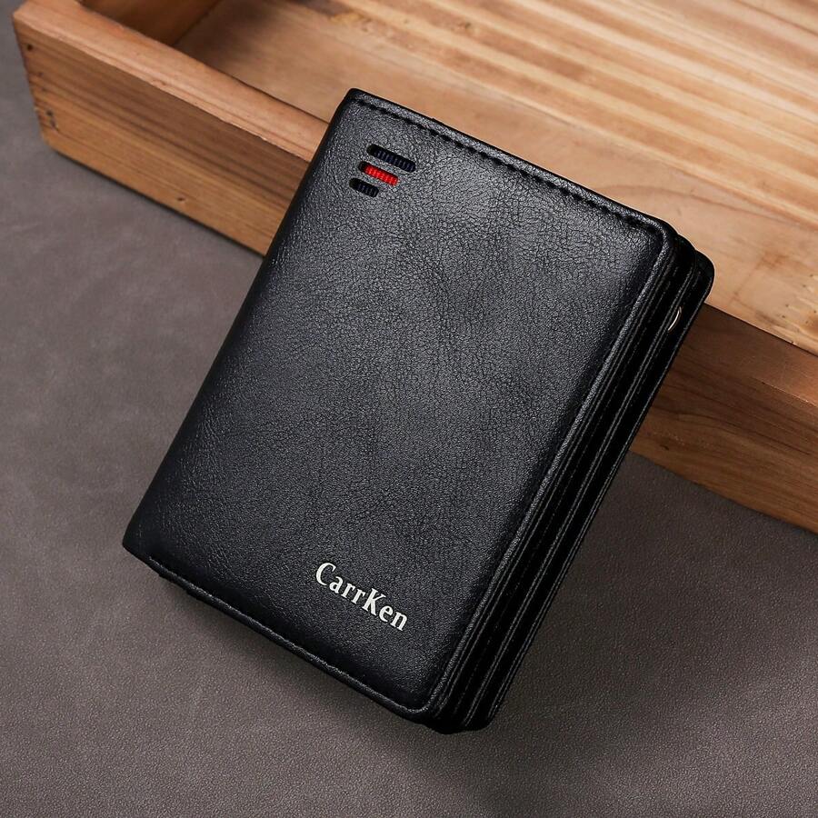 CarrKen 1 pieza Cartera corta de negocios para hombres, juvenil, de moda, multifuncional, con cierre de cremallera y botón a presión, cartera con bolsillo para tarjetas y monedas, regalo, estilo de negocios casual, estilo antiguo, cartera para hombres