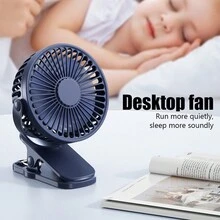 Ventilador portátil con clip, ventilador de escritorio de 6 pulgadas, pequeño y silencioso, ventilador de cochecito con abrazadera resistente de 3 velocidades - Rosa - Ver 3