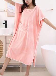 1pc Women's Sleeveless Bathrobe Dress Summer Wedding Home Bathroom Decor Back To School - Pink - View 5