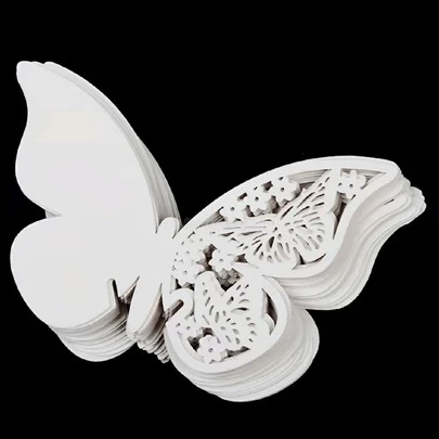 10pcs/20pcs/50pcs Butterfly Cup Cards, Hollow Out Wedding Party Decor Paper Cards, Purple Butterfly Wall Sticker Table Place Cards, Suitable For Gifts, Baptism, Wedding Box - Adorable Party Decorations And Guest Favors