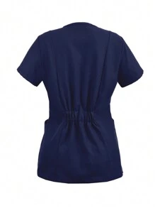 Filipina Dama Cuello V estilo Cruzado modelo paris - Azul - Ver 5