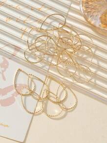 20入組時尚3d鍍銅圓形、花卉和水滴形吊墜,可製成耳環、頸鍊、頭飾和diy珠寶材料 - 金黃色 - 查看 5