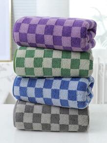 1 Miếng Lông cừu san hô Dệt Kiểm tra Mô hình Dày Hấp thụ Khăn tắm ( có thể sử dụng Như Khăn mặt Hoặc Khăn tắm ) Với Treo Vòng Đối với Nhà  Phòng tắm - Màu tím - Xem 9