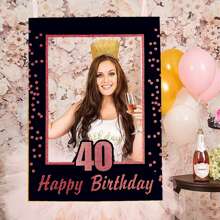 LaVenty Rose Gold 40th Birthday Party Photo Booth Props 40th Birthday Photo Frame Birthday Photo Frame,Christmas