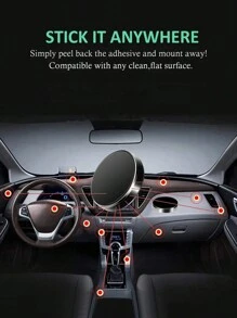 Multifunctional Round Phone Holder, Car Mount Phone Stand - Black - View 3