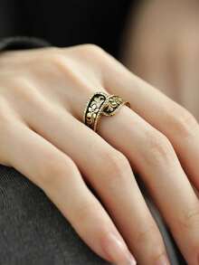 1 Miếng Retro Vàng Hoa Nhẫn Và Đơn giản Đối với phụ nữ Cặp đôi Cổ điển Tiếng Pháp Triều đình Buổi tiệc Phụ kiện trang sức - Vàng - Xem 4