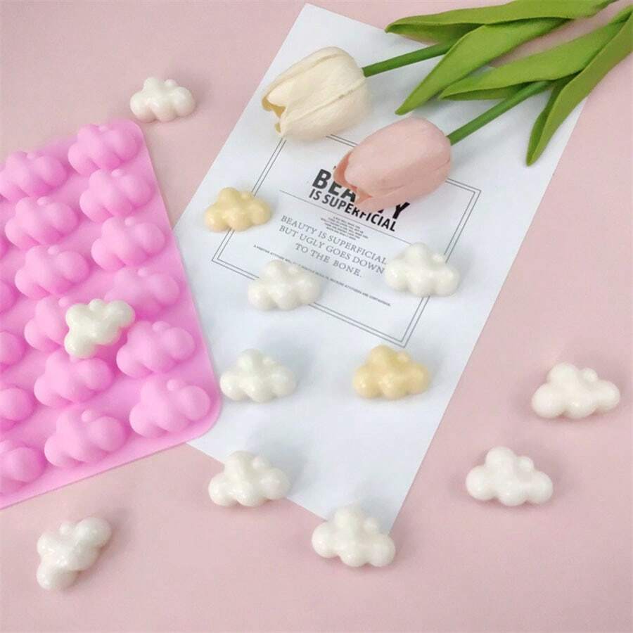 1 khuôn thạch hình đám mây 36 khoang, socola, khuôn làm đá viên, silicone - Hồng - Xem 1