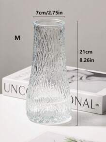 1個極簡風格透明水培豐富竹花客廳裝飾玻璃花瓶,帶有花紋浮雕設計 - 無色 - 查看 5